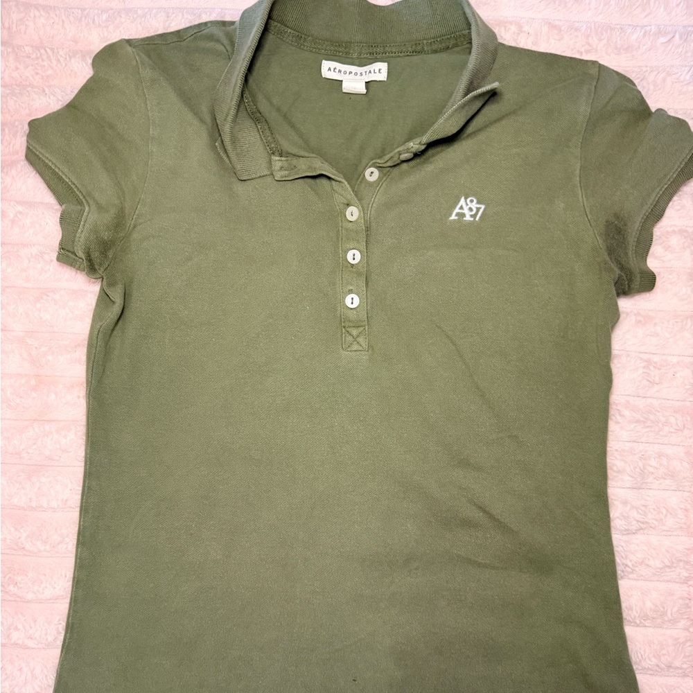 Aeropostale Olive Green Women’s Polo with A87 Embroidery